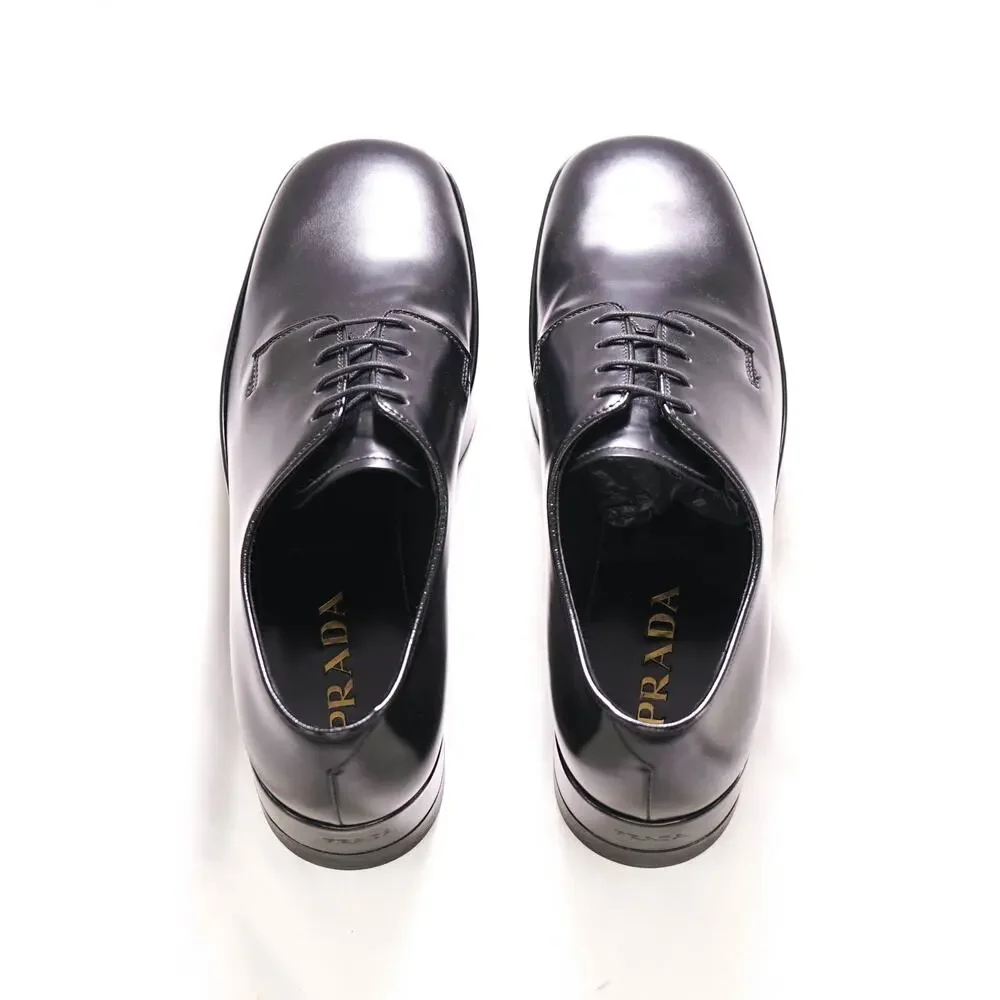 $1,170 PRADA- Black Leather PLATFORM Oxfords- 9 US (8 Prada)